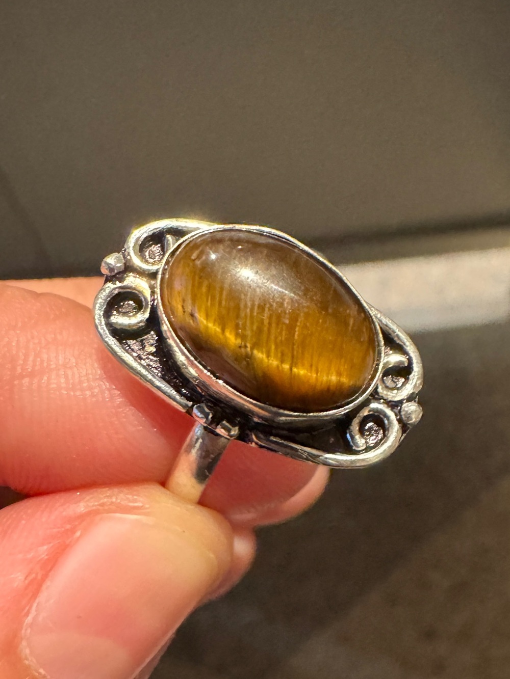 Tiger's Eye Ring , size 10.5 Brown Gemstone